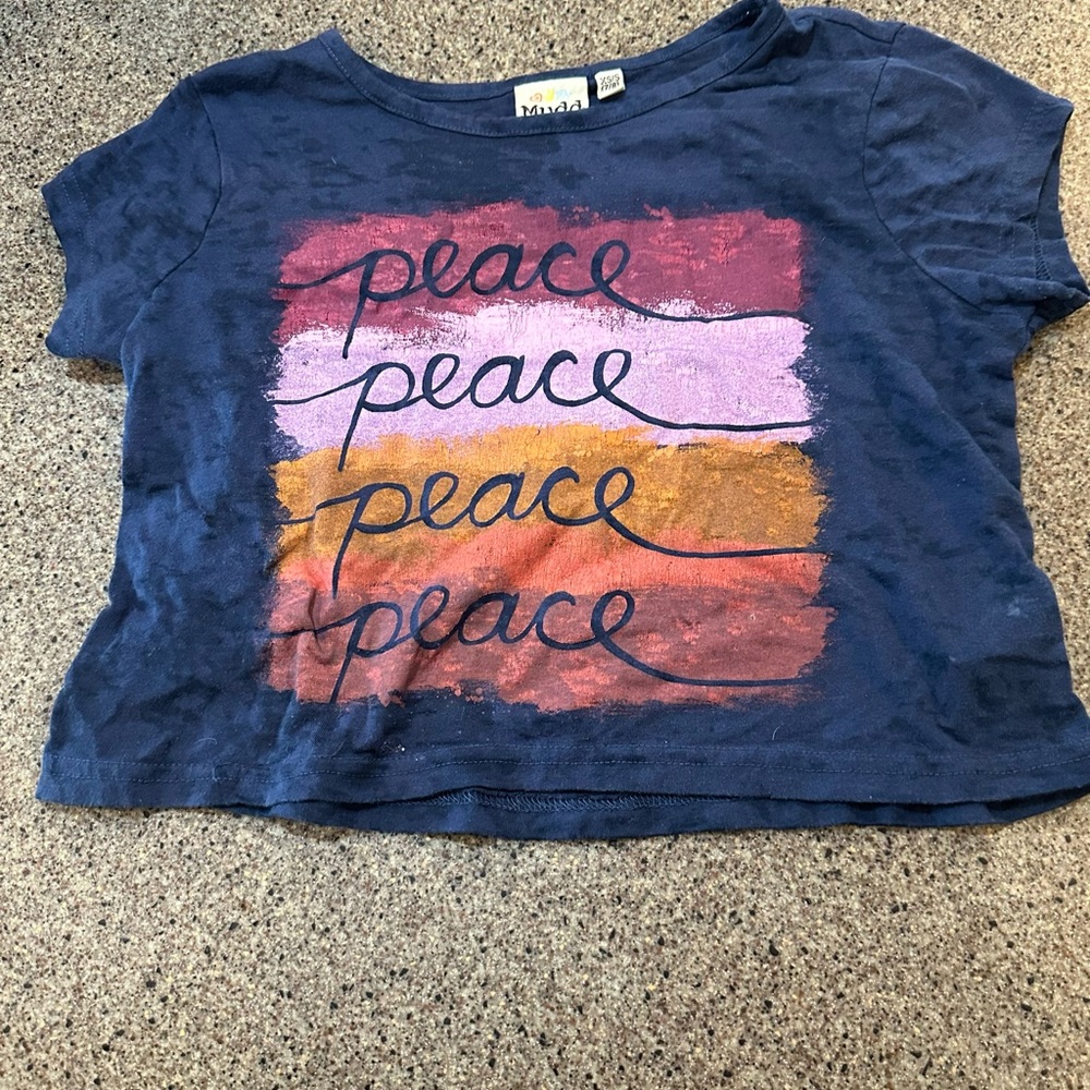 Mudd Blue and Pink Peace Graphic Tee